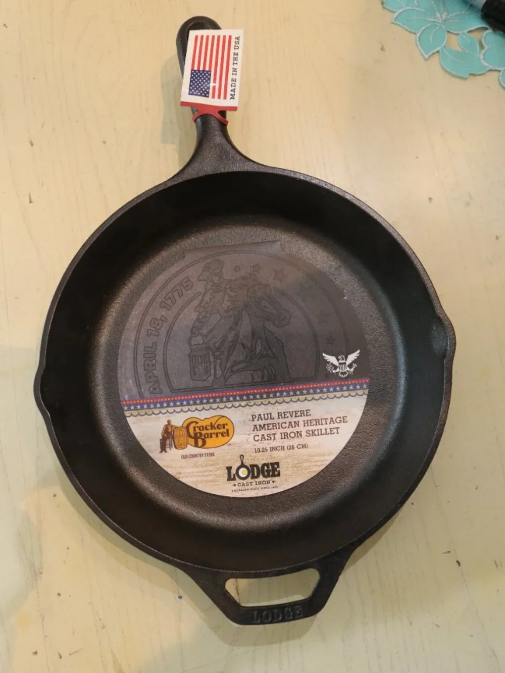 Lodge Cracker Barrel Paul Revere Cast Iron Skillet 10.25” New Tags USA